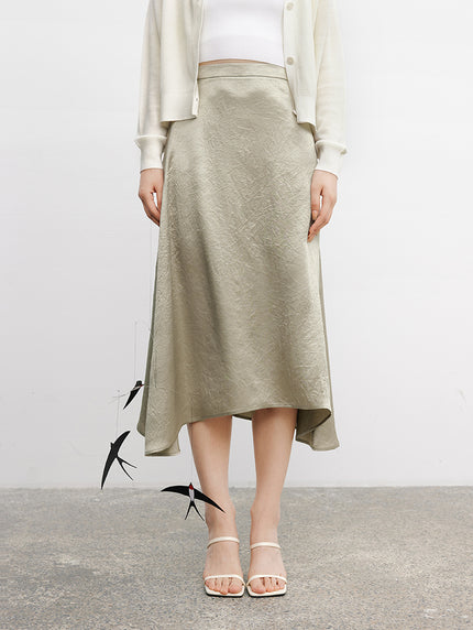 Women's Khaki Smooth 100% Acetate Skirt