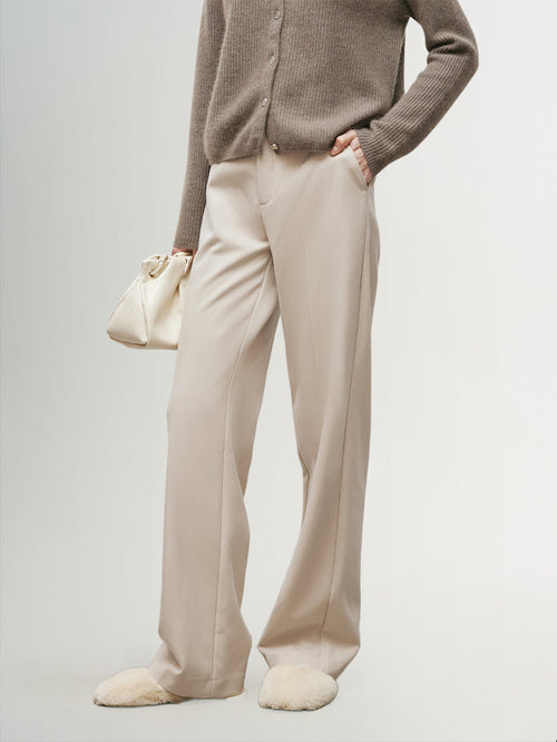 Load image 1 in gallery view. Light beige knitted winter pants
