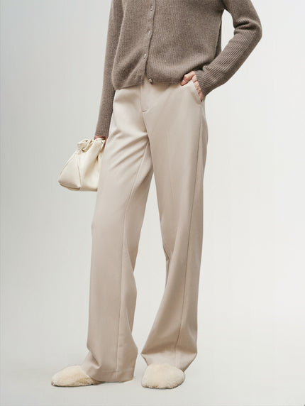 Women's Light Beige Knit Winter Pants 5EA152851