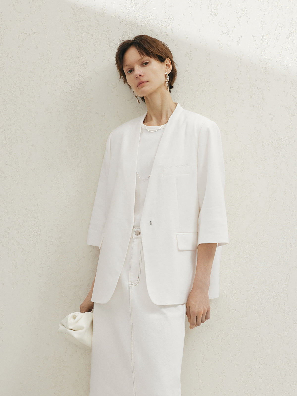 Blazer blanc à manches 3/4