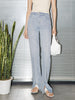 Women's Dark Blue Straight Fit Slit Design Denim Jeans