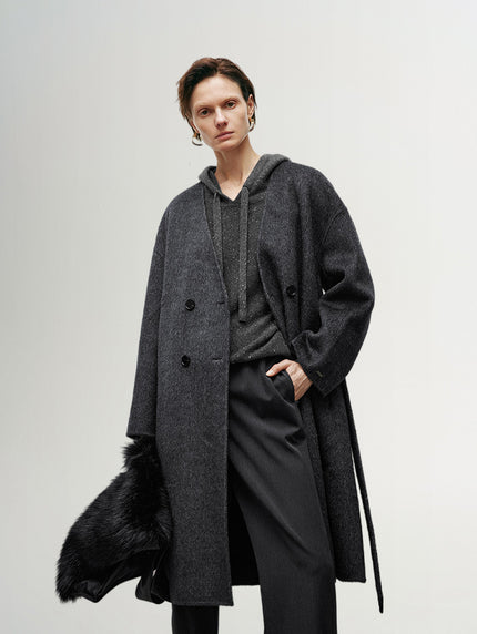 Dark gray wool and silk coat