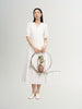 Women's White V Neck Short Sleeve High Wasit Dress