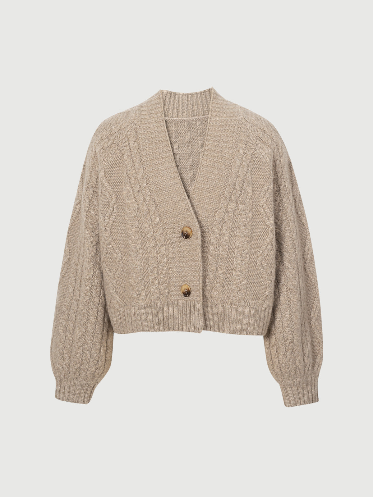 Brown cashmere cardigan, V-neck, buttoned