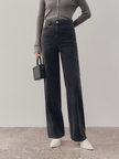 Women's Classic Dark Gray Wide Leg Denim Jeans