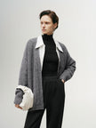 Women's Gray V Neck Button Down Sweater Cardigan