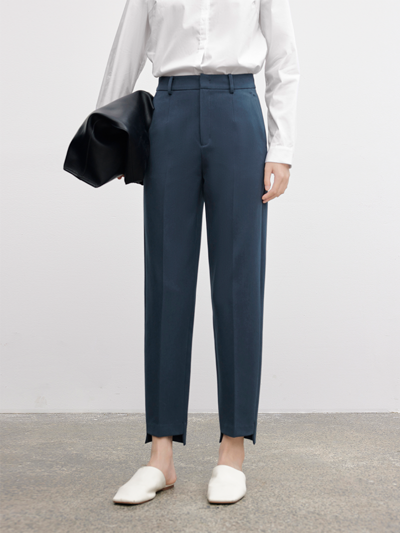 Women's Dark Blue Novelty Leg Design Trousers