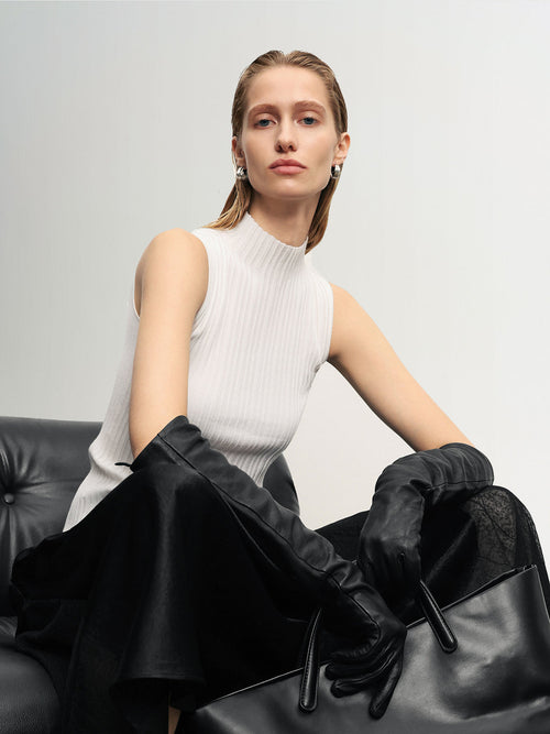 Carica immagine 1 in visualizzazione galleria. Ribbed High-Neck Sleeveless Top