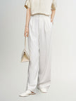 Women's White Loose Fit Straight Fit Light Summer Trousers