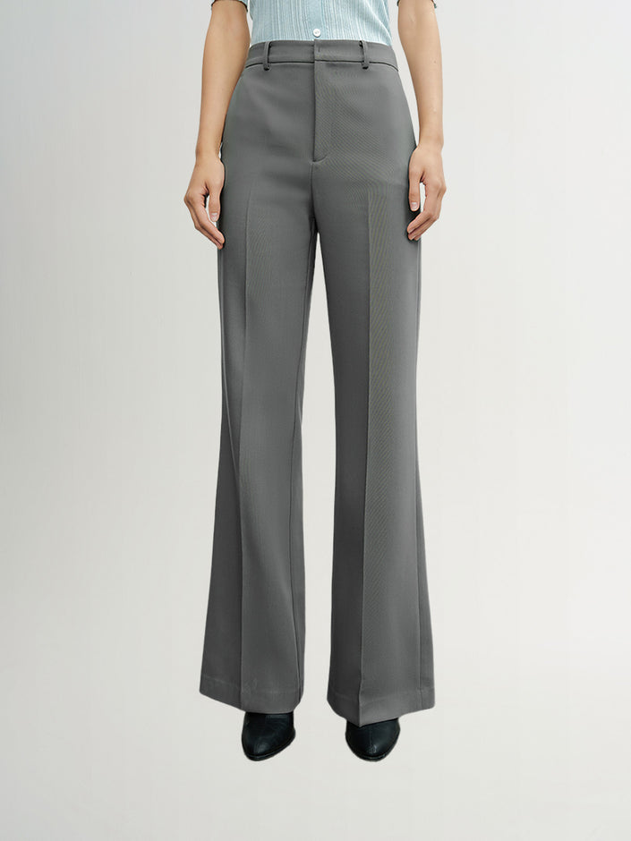 Women's Gray Smooth Slightly Flare Suit Pants