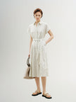 Beige belted dress