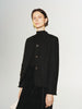 Black tweed jacket with round collar and button closure