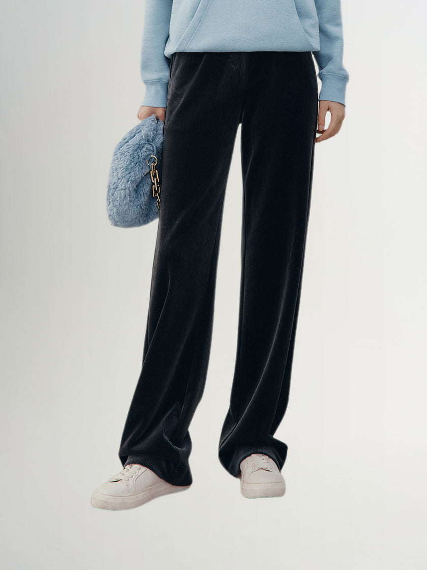 Pantalon épais à jambes larges gris foncé