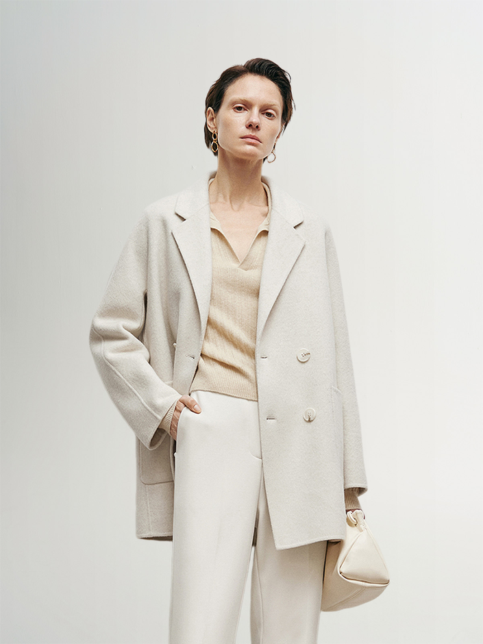 Manteau mi-long blanc