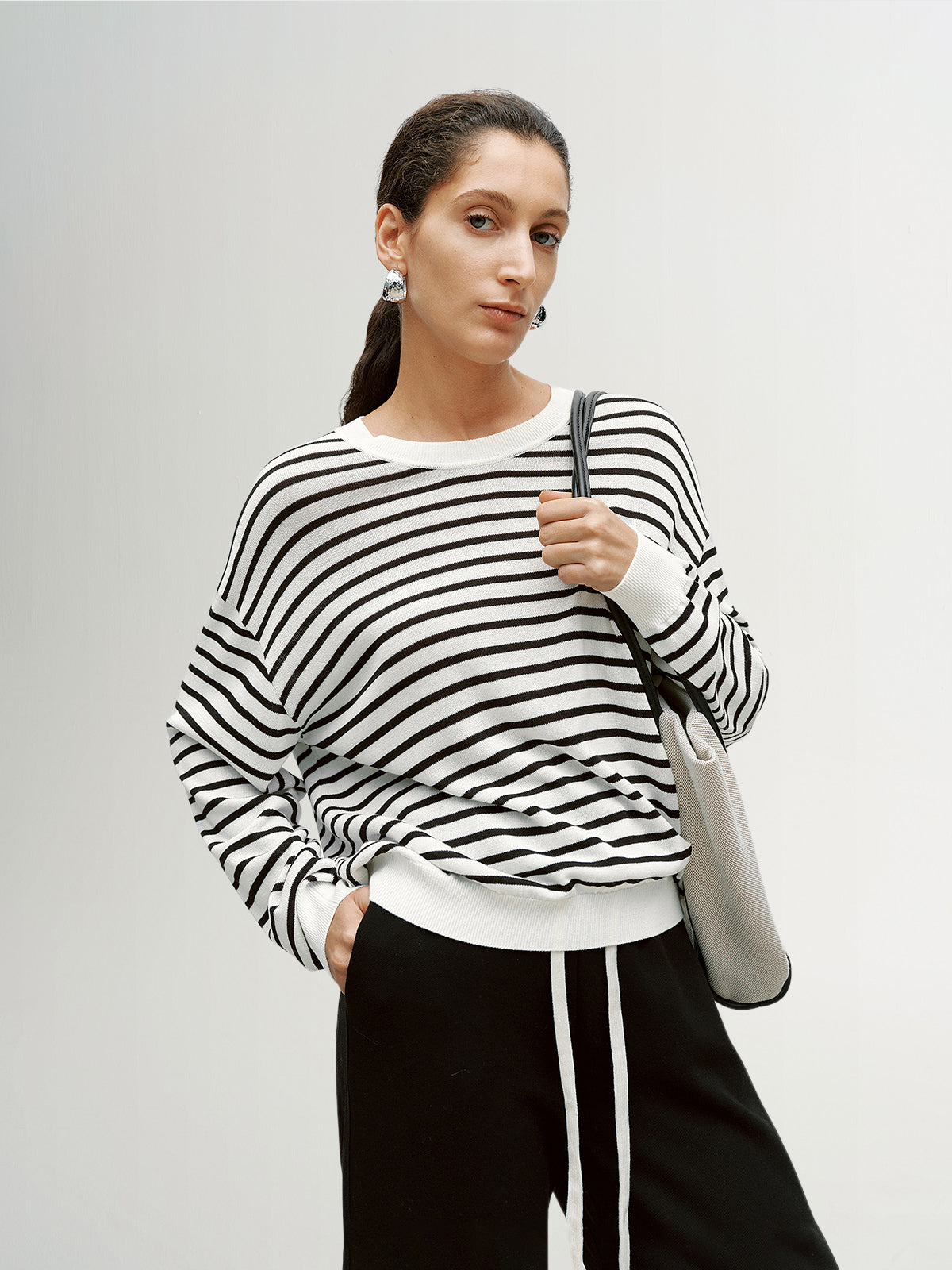 Striped Crewneck Relaxed Top