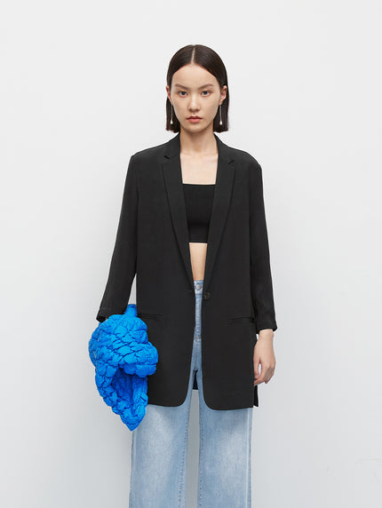 Black Mulberry Silk Blazer