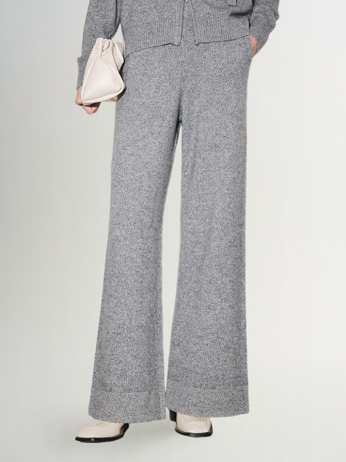 Women's Gray Slim Fit Cashmere Pants