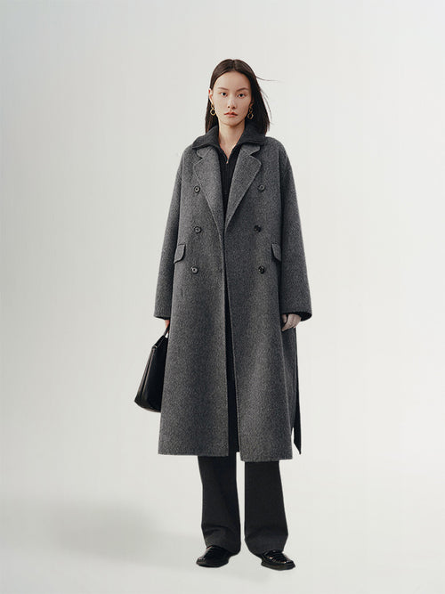 Charger l'image 1 dans la galerie. Manteau long gris en laine