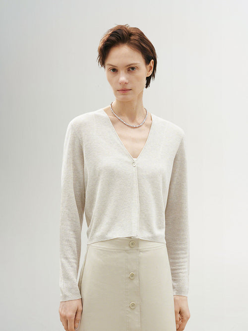 Load image 1 in gallery view. Linen V Neck Summer Short Knit Cardigan