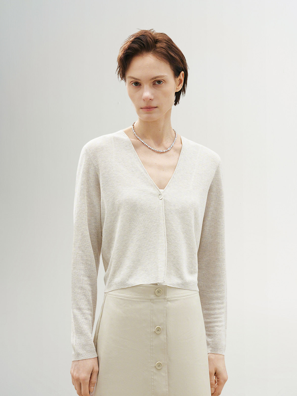 Linen V Neck Summer Short Knit Cardigan