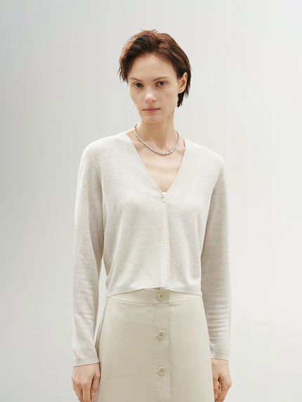 Linen V Neck Summer Short Knit Cardigan
