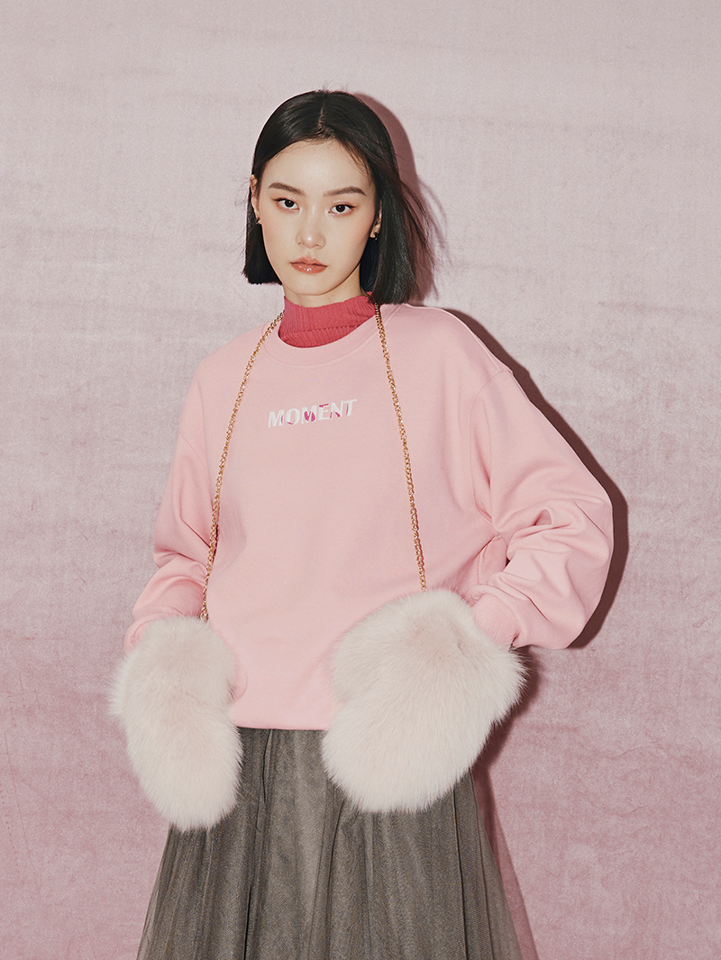 Women's Rose Pink Long Sleeve Knit Sweatershirt