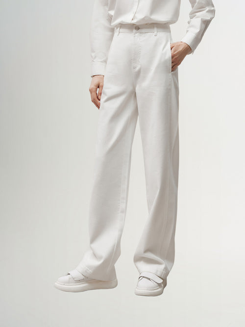 Load image 1 in gallery view. White wide pants