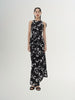 Black floral print halter neck dress