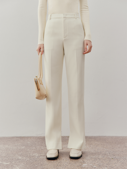Women's Off-white Straight Fit Tweed Trousers