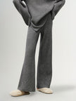 Women's Grey Wide Leg 100% Wool Knitted Pants