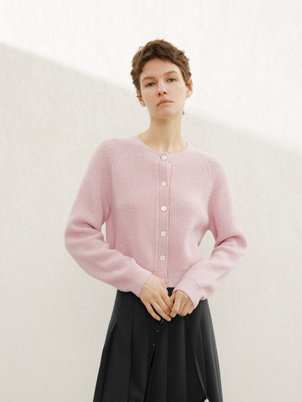 Cardigan casual en laine de mouton peony