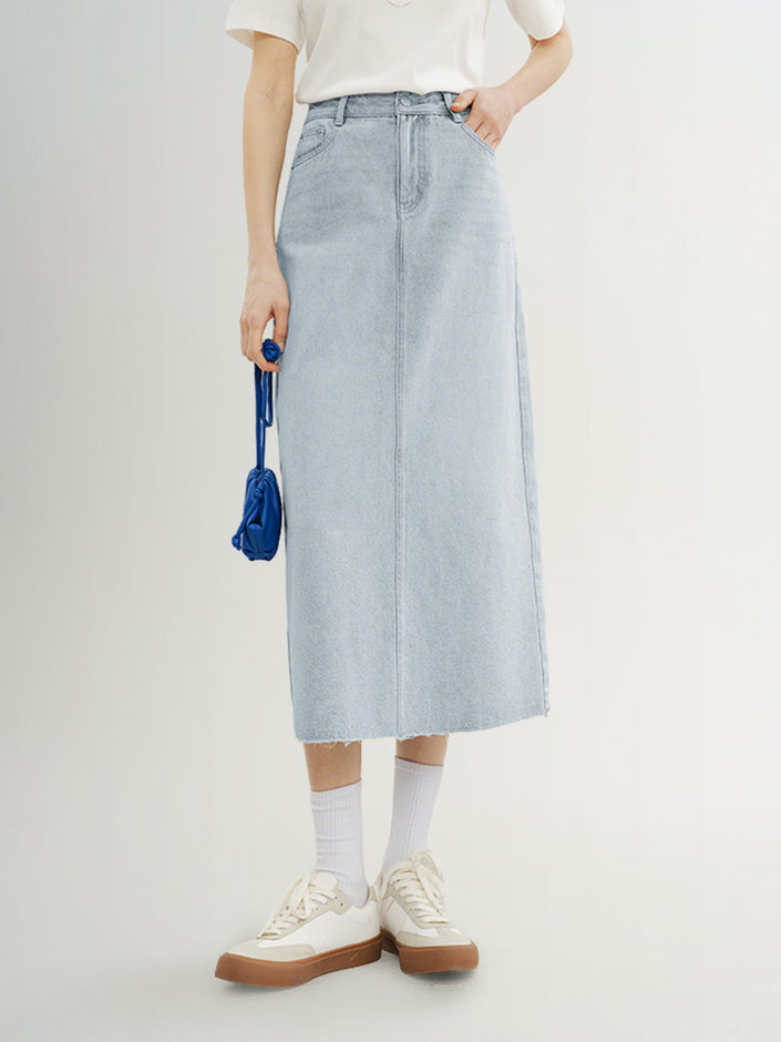 Women's Light Blue Contton Denim Skirt