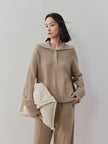 Women's Brown Polo Neck Ribbed Knit 100% Cashmere Sweater