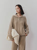 Women's Brown Polo Neck Ribbed Knit 100% Cashmere Sweater