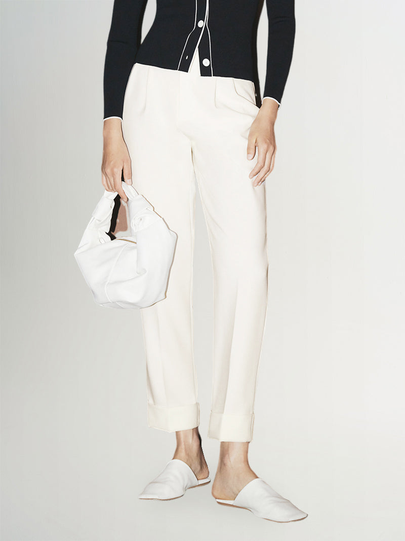 Women's White Small Leg Fit Spring Trousers