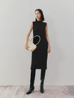 Women's Black Round Neck Sleeveless Wool Knit Dress