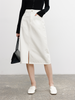 Women's White High Waist Straight Fit Cotton Middle Length Skirt