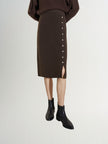 Women's Winter Brown Straight Fit Cashmere Knit Skirt