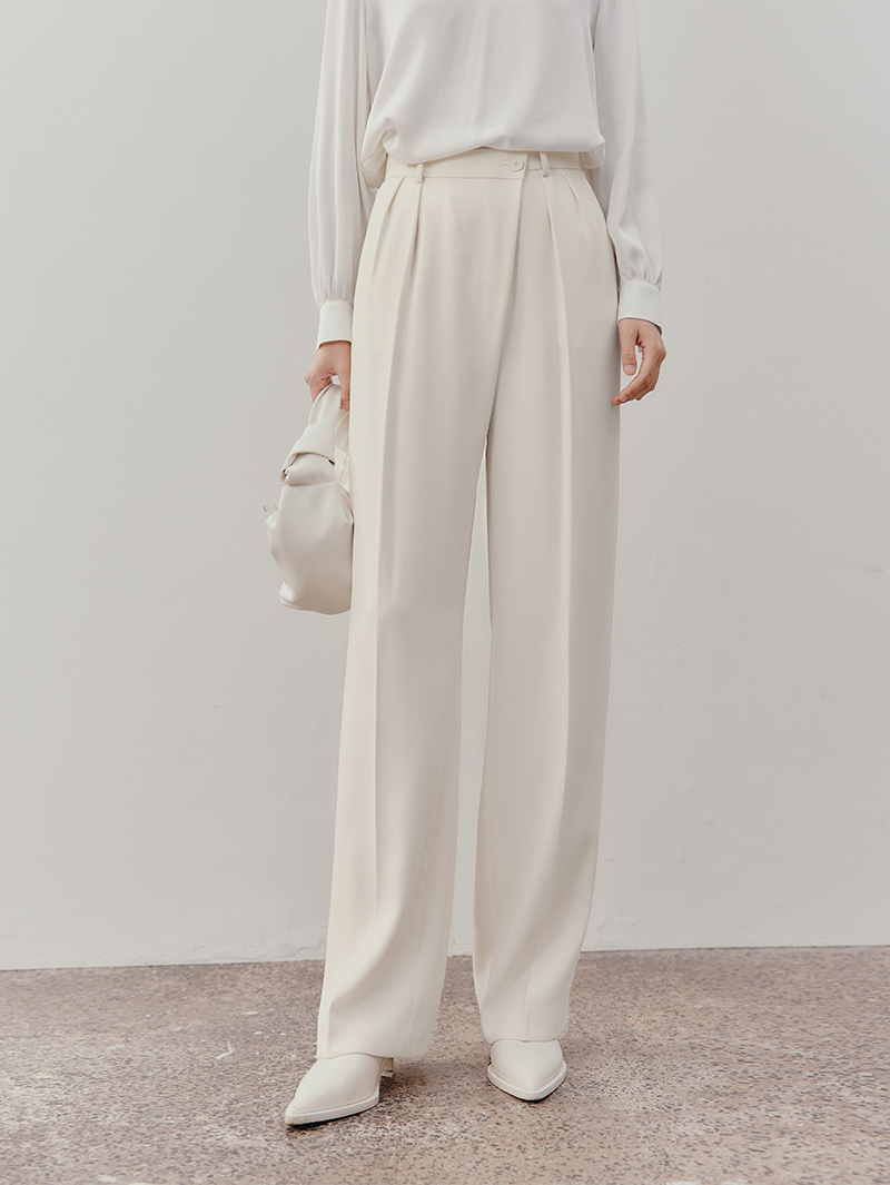 Women's Original White Straight Fit Smooth  Trousers