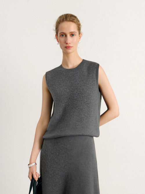 Charger l'image 1 dans la galerie. Gray Pure Cashmere Tank