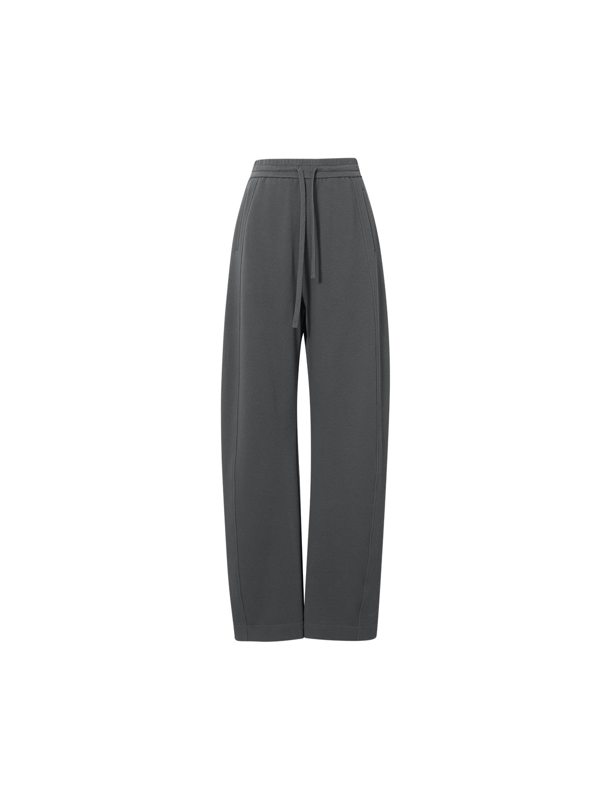 Straight gray pants in elastic knitted wool