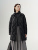 Black quilted hooded jacket with pattern