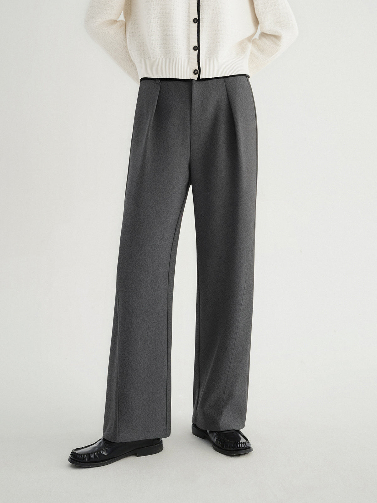 Dark gray wide leg pants