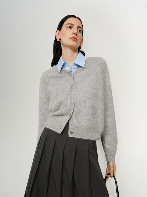 Load image 1 in gallery view. Pure Cashmere Structured-Shoulder Cardigan