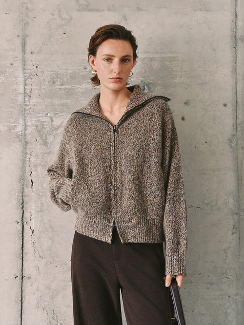 Charger l'image 1 dans la galerie. Collared Pure Cashmere Zip-Up