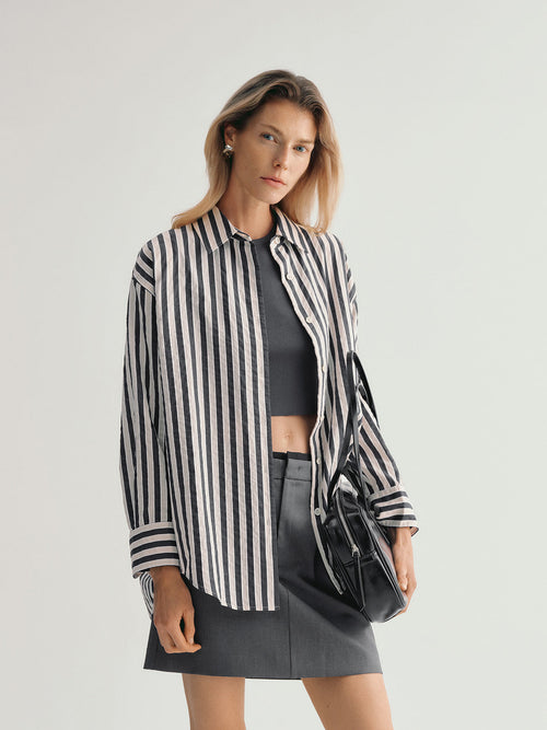 Charger l'image 1 dans la galerie. Vertical Stripe Cotton Blend Shirt