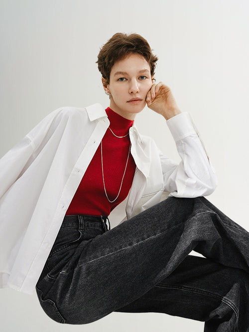 Charger l'image 1 dans la galerie. Chemise blanche à col pointu