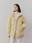 Women's Light Yellow  Stand Collar Goose Puffer Jacket