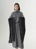 Dark gray sheepskin cardigan with puffed sleeves and V-neck