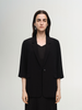 Women's Black One Button 92% Silk Blazer